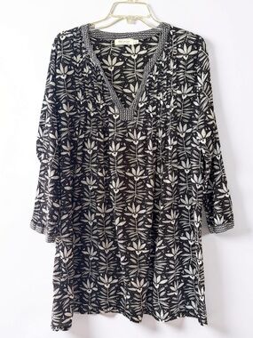 Rockflowerpaper lightweight 100% Cotton V-Neck Tunic Flower Print Size L